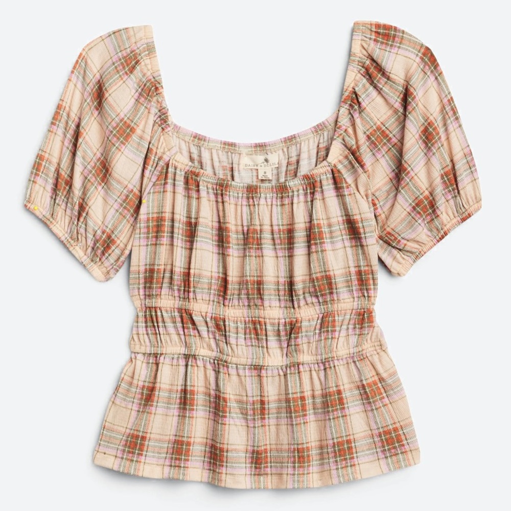 NWT Peplum plaid knit top. Perfect condition, never been worn!